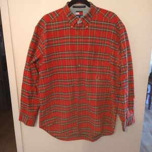 Vintage 90's plaid tommy Hilfiger button up with crest xl